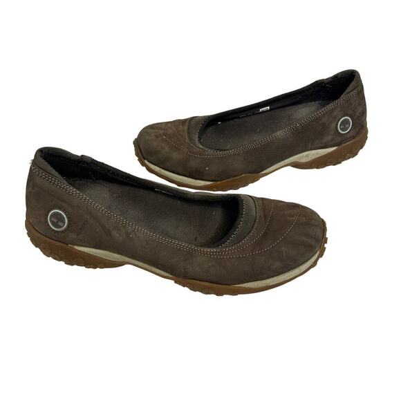 Timberland Size 9 Nubuck Leather Slip On Flats Loafer Brown Outdoor Commuter - Picture 1 of 9
